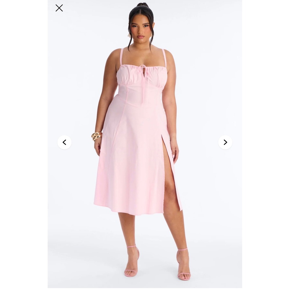 Fashion Nova Oh Darling Pink Poplin Dress Corset Back 2X Cottagecore MilkMaid